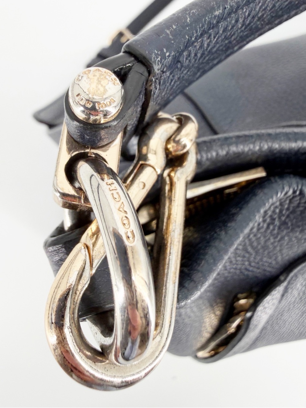 Coach Navy Blue Scout Hobo Bag Pebbled Leather - Picture 4 of 10